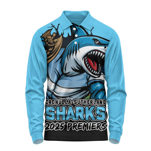 Cronulla-Sutherland Sharks Long Sleeve Polo Shirt Unleash Power In The Ultimate Battle