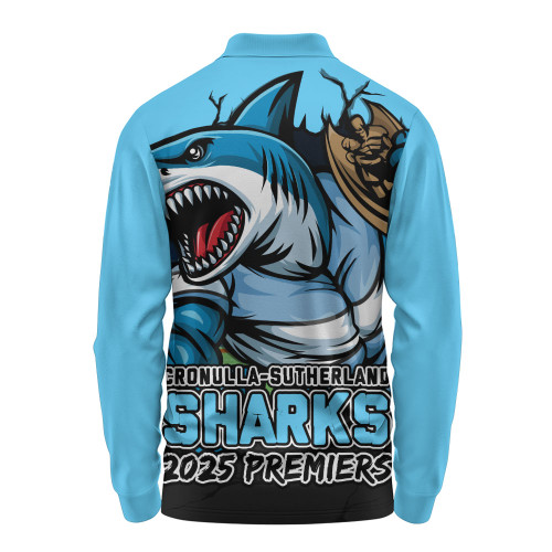 Cronulla-Sutherland Sharks Long Sleeve Polo Shirt Unleash Power In The Ultimate Battle