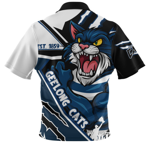 Geelong Cats Zip Polo Shirt Battlefield Glory Gear Geelong Cats Zip Polo Shirt Battlefield Glory Gear