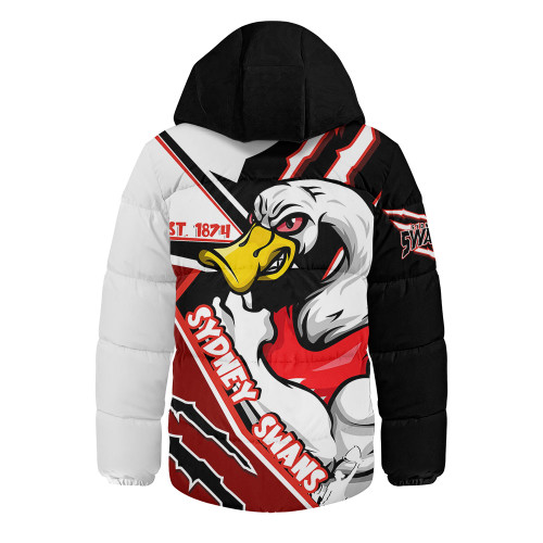 Sydney Swans Hooded Padded Jacket Battlefield Glory Gear Sydney Swans Hooded Padded Jacket Battlefield Glory Gear