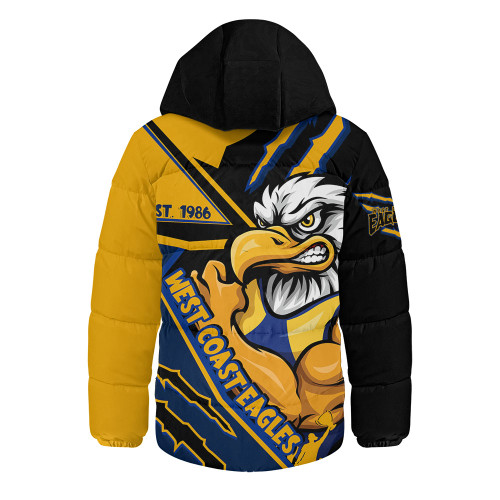 West Coast Eagles Hooded Padded Jacket Battlefield Glory Gear