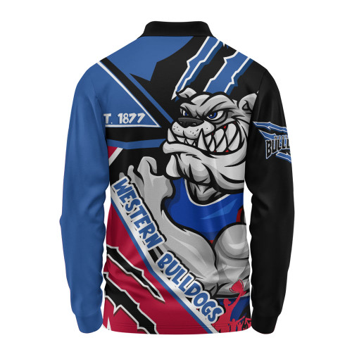 Western Bulldogs Long Sleeve Polo Shirt Battlefield Glory Gear Western Bulldogs Long Sleeve Polo Shirt Battlefield Glory Gear