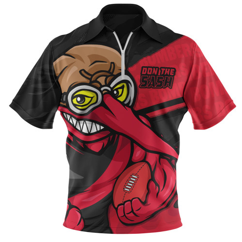 Essendon Zip Polo Shirt Defend The Pride