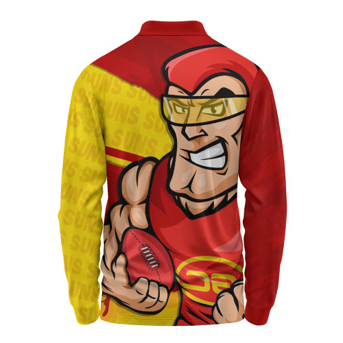 Gold Coast SUNS Long Sleeve Polo Shirt Defend The Pride Gold Coast SUNS Long Sleeve Polo Shirt Defend The Pride