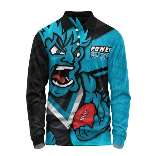 Port Adelaide Long Sleeve Polo Shirt Defend The Pride