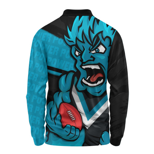Port Adelaide Long Sleeve Polo Shirt Defend The Pride Port Adelaide Long Sleeve Polo Shirt Defend The Pride