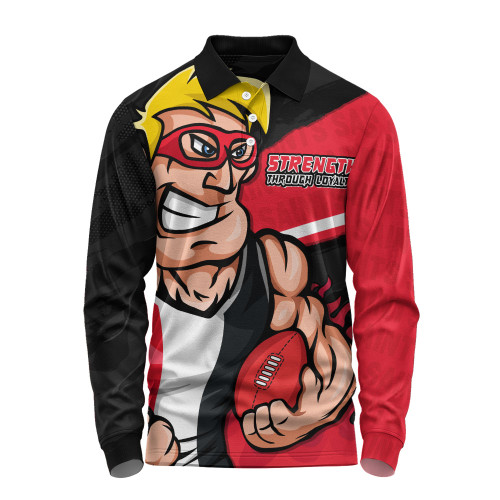 St Kilda Long Sleeve Polo Shirt Defend The Pride