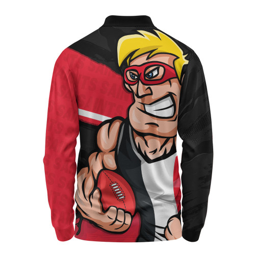 St Kilda Long Sleeve Polo Shirt Defend The Pride