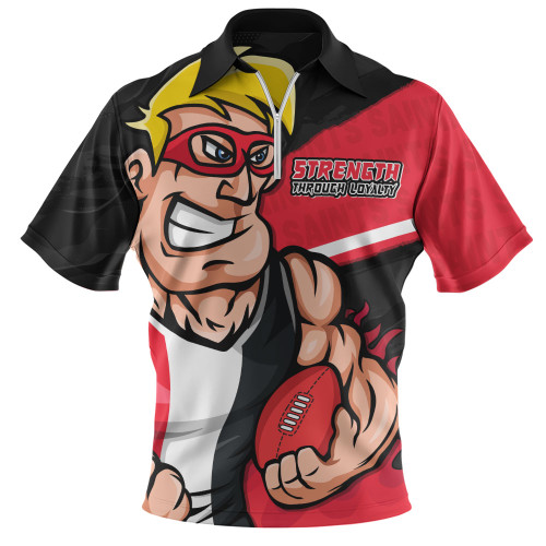 St Kilda Zip Polo Shirt Defend The Pride