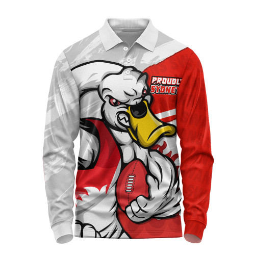 Sydney Swans Long Sleeve Polo Shirt Defend The Pride