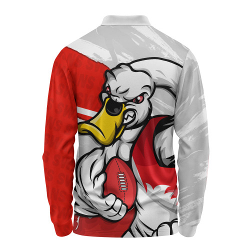 Sydney Swans Long Sleeve Polo Shirt Defend The Pride