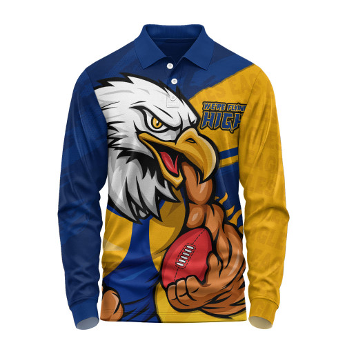 West Coast Eagles Long Sleeve Polo Shirt Defend The Pride