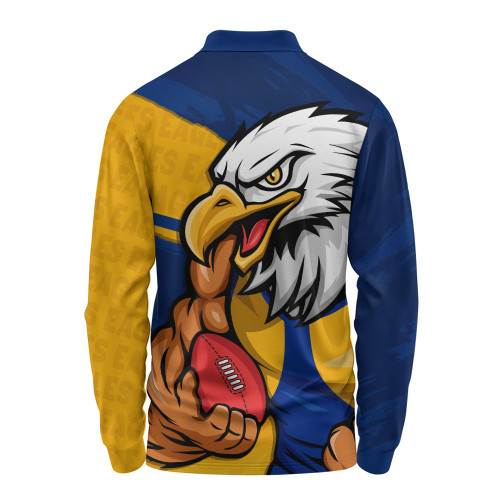 West Coast Eagles Long Sleeve Polo Shirt Defend The Pride