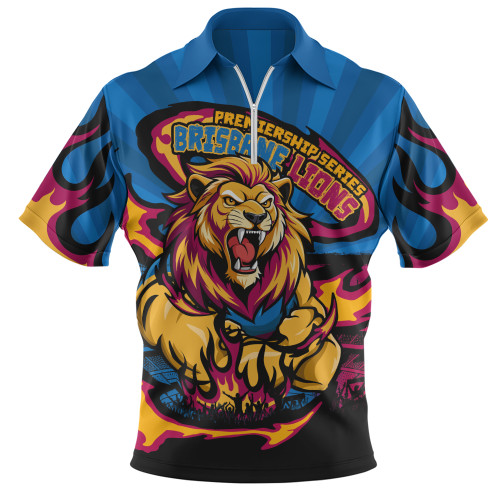 Brisbane Lions Zip Polo Shirt Premiership Series Flame Edition Brisbane Lions Zip Polo Shirt Premiership Series Flame Edition