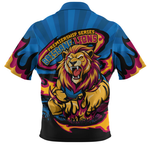 Brisbane Lions Zip Polo Shirt Premiership Series Flame Edition Brisbane Lions Zip Polo Shirt Premiership Series Flame Edition