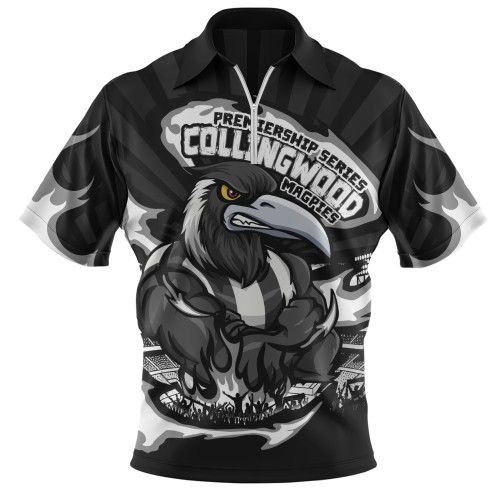 Collingwood Zip Polo Shirt Premiership Series Flame Edition
