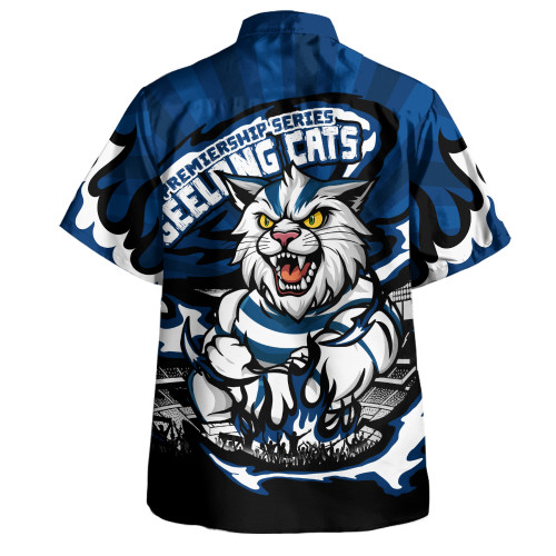 Geelong Cats Hawaiian Shirt Premiership Series Flame Edition