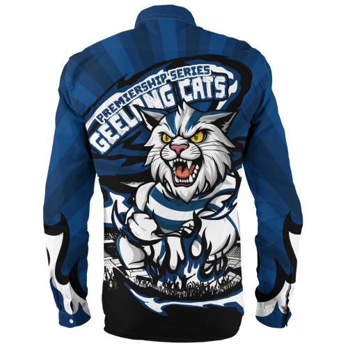 Geelong Cats Long Sleeve Shirt Premiership Series Flame Edition Geelong Cats Long Sleeve Shirt Premiership Series Flame Edition