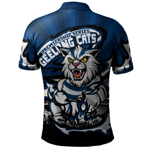 Geelong Cats Polo Shirt Premiership Series Flame Edition Geelong Cats Polo Shirt Premiership Series Flame Edition