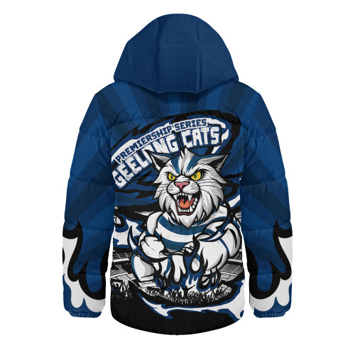 Geelong Cats Hooded Padded Jacket Premiership Series Flame Edition