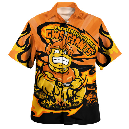 GWS GIANTS Hawaiian Shirt Premiership Series Flame Edition