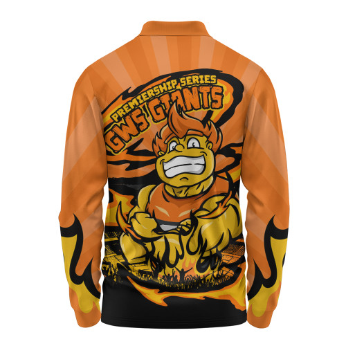 GWS GIANTS Long Sleeve Polo Shirt Premiership Series Flame Edition