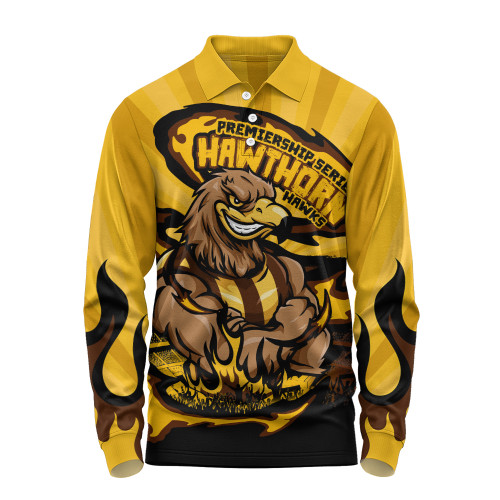 Hawthorn Long Sleeve Polo Shirt Premiership Series Flame Edition