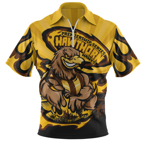 Hawthorn Zip Polo Shirt Premiership Series Flame Edition