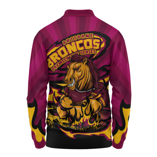 Brisbane Broncos Long Sleeve Polo Shirt Premiership Series Sports Gear Brisbane Broncos Long Sleeve Polo Shirt Premiership Series Sports Gear