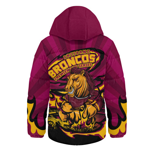 Brisbane Broncos Hooded Padded Jacket Premiership Series Sports Gear