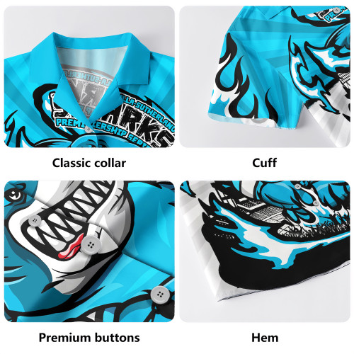 Cronulla-Sutherland Sharks Hawaiian Shirt Premiership Series Sports Gear Cronulla-Sutherland Sharks Hawaiian Shirt Premiership Series Sports Gear