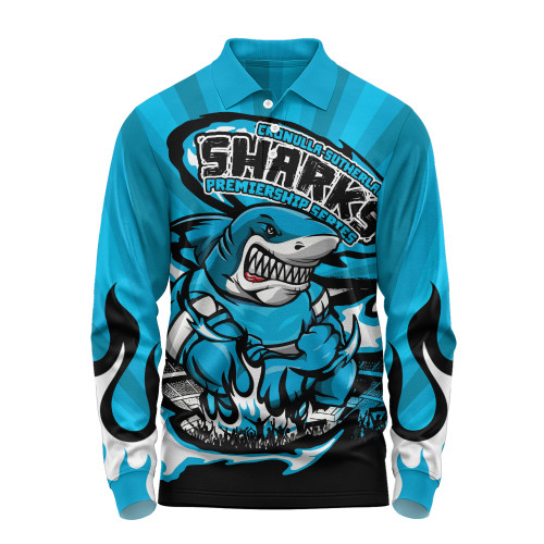Cronulla-Sutherland Sharks Long Sleeve Polo Shirt Premiership Series Sports Gear