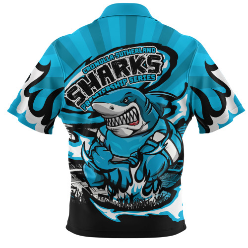 Cronulla-Sutherland Sharks Zip Polo Shirt Premiership Series Sports Gear