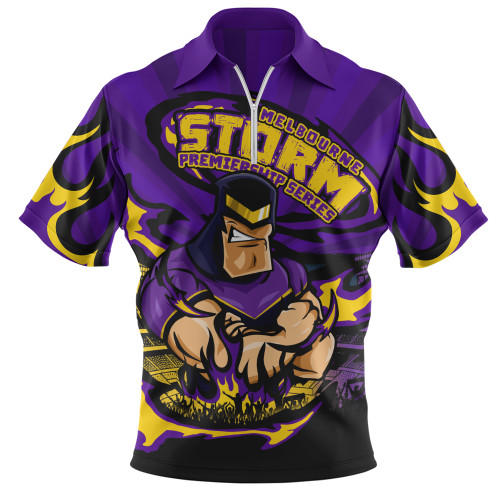 Melbourne Storm Zip Polo Shirt Premiership Series Sports Gear