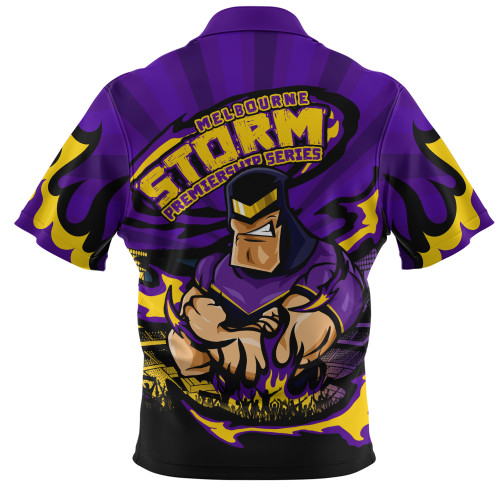 Melbourne Storm Zip Polo Shirt Premiership Series Sports Gear