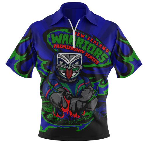 New Zealand Warriors Zip Polo Shirt Premiership Series Sports Gear