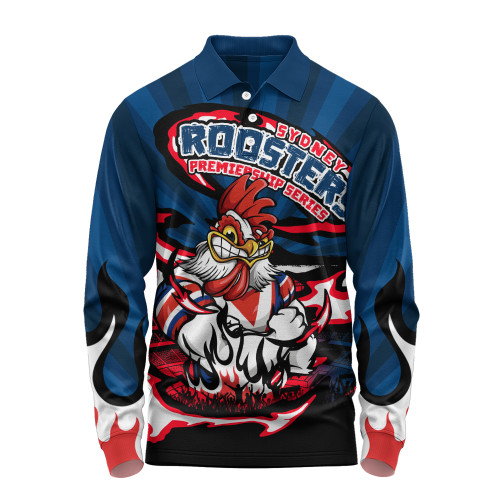 Sydney Roosters Long Sleeve Polo Shirt Premiership Series Sports Gear