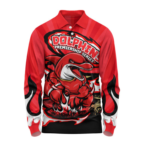 Redcliffe Dolphins Long Sleeve Polo Shirt Premiership Series Sports Gear Redcliffe Dolphins Long Sleeve Polo Shirt Premiership Series Sports Gear