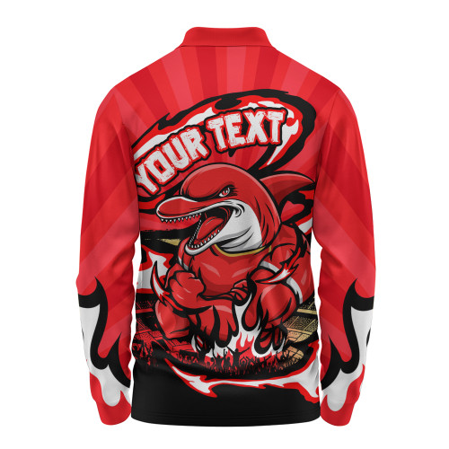 Redcliffe Dolphins Long Sleeve Polo Shirt Premiership Series Sports Gear