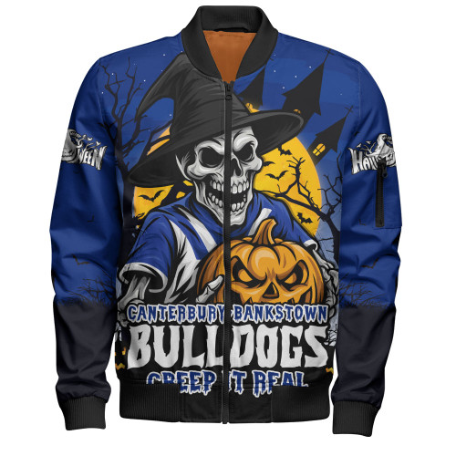 Canterbury-Bankstown Bulldogs Bomber Jacket Dark Moon Rugby Halloween Battle Edition Canterbury-Bankstown Bulldogs Bomber Jacket Dark Moon Rugby Halloween Battle Edition