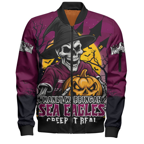 Manly Warringah Sea Eagles Bomber Jacket Dark Moon Rugby Halloween Battle Edition