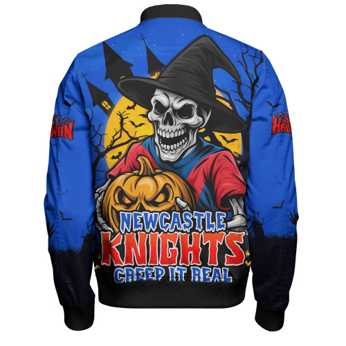 Newcastle Knights Bomber Jacket Dark Moon Rugby Halloween Battle Edition
