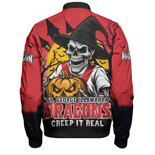 St. George Illawarra Dragons Bomber Jacket Dark Moon Rugby Halloween Battle Edition