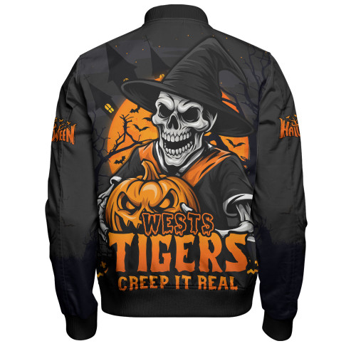 Wests Tigers Bomber Jacket Dark Moon Rugby Halloween Battle Edition
