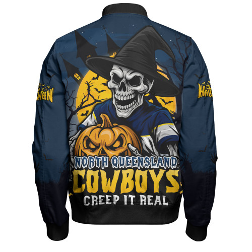 North Queensland Cowboys Bomber Jacket Dark Moon Rugby Halloween Battle Edition
