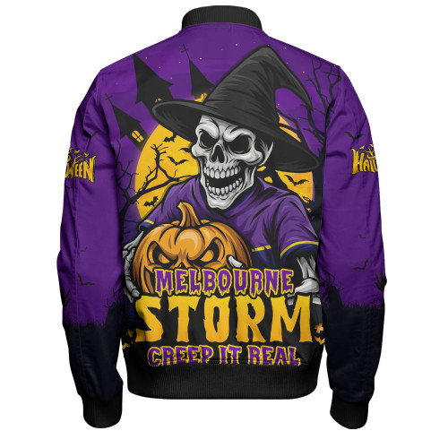 Melbourne Storm Bomber Jacket Dark Moon Rugby Halloween Battle Edition