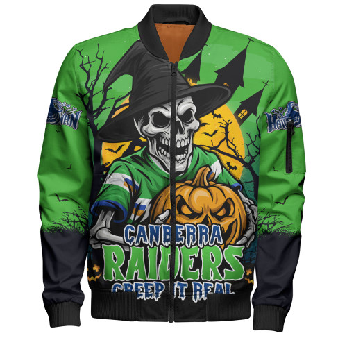 Canberra Raiders Bomber Jacket Dark Moon Rugby Halloween Battle Edition