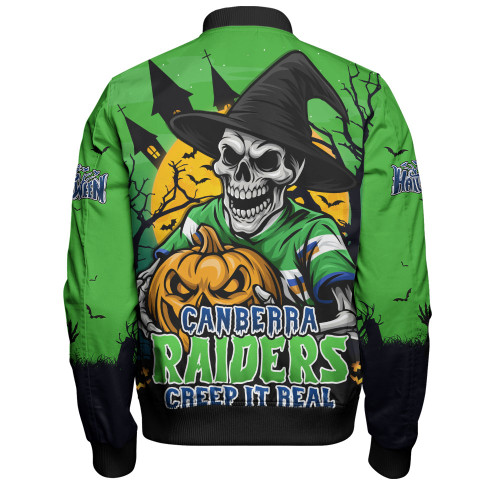 Canberra Raiders Bomber Jacket Dark Moon Rugby Halloween Battle Edition