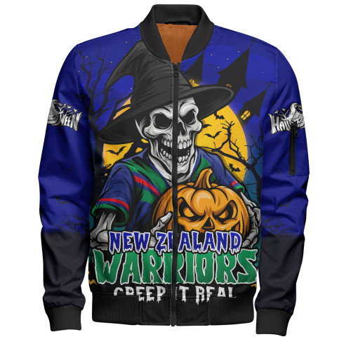 New Zealand Warriors Bomber Jacket Dark Moon Rugby Halloween Battle Edition
