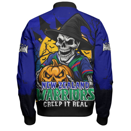New Zealand Warriors Bomber Jacket Dark Moon Rugby Halloween Battle Edition